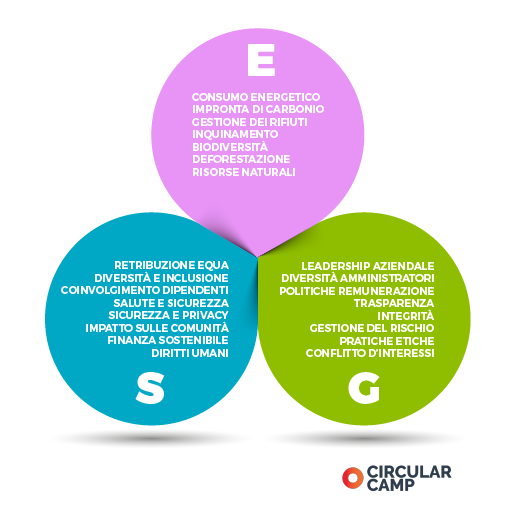 ESG questioni ambientali, sociale e di governance infografica.